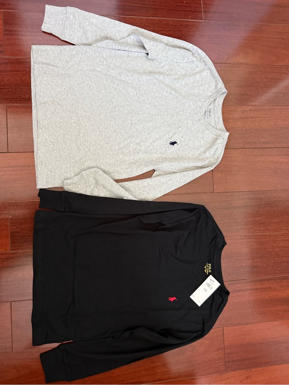 Polo by Ralph Lauren Black Long-Sleeve V-Neck Shirt with Red Pony